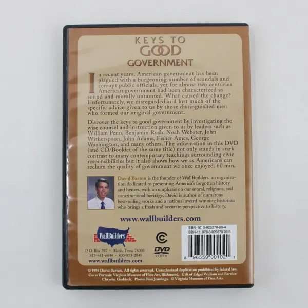 Keys to Good Government According to the Founding Fathers 1994 DVD David Barton 