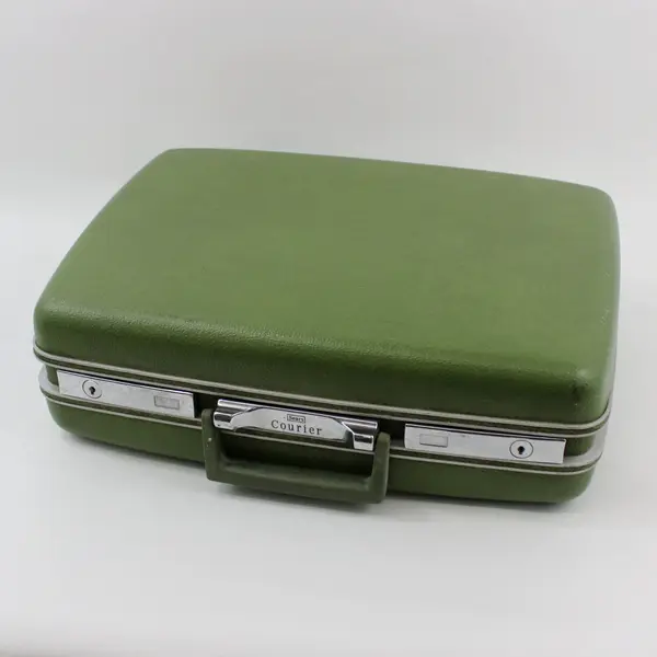 Sears Courier Green Hard Case Suitcase 17x12x5 Travel Luggage FLAWED
