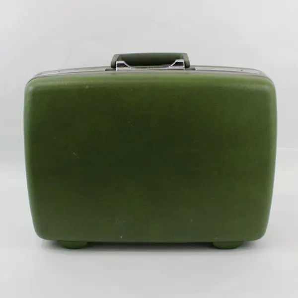 Sears Courier Green Hard Case Suitcase 17x12x5 Travel Luggage FLAWED