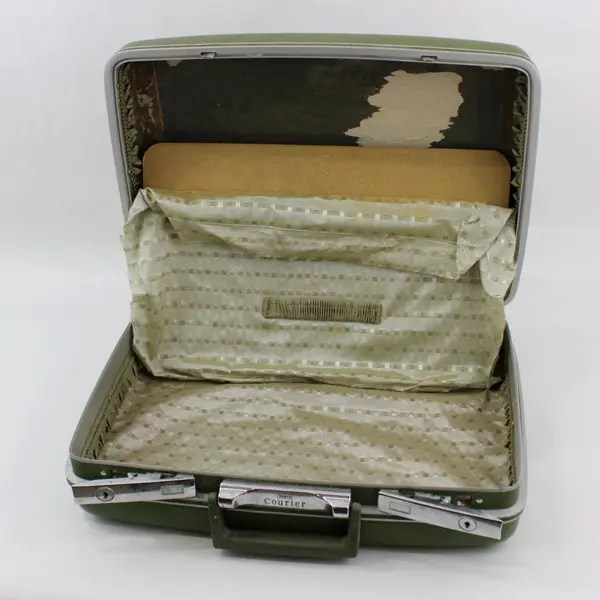 Sears Courier Green Hard Case Suitcase 17x12x5 Travel Luggage FLAWED