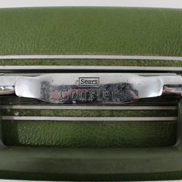 Sears Courier Green Hard Case Suitcase 17x12x5 Travel Luggage FLAWED