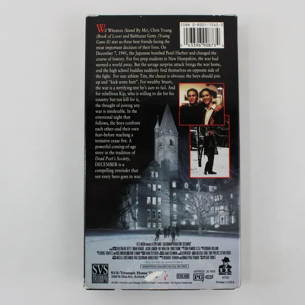 December (1992) VHS Movie Balthazar Getty Wil Wheaton #90873