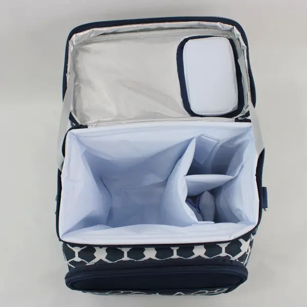 Picnic at Ascot Insulated Picnic Basket Set Navy White Flatware Glassware