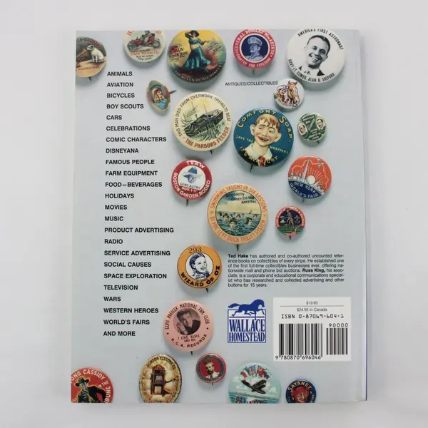 Price Guide to Collectible Pin-Back Buttons 1896-1986 Ted Hake Russ King 1991 PB