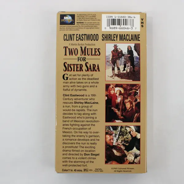 Two Mules for Sister Sara VHS 1969 Eastwood Shirley MacLaine MCA Universal
