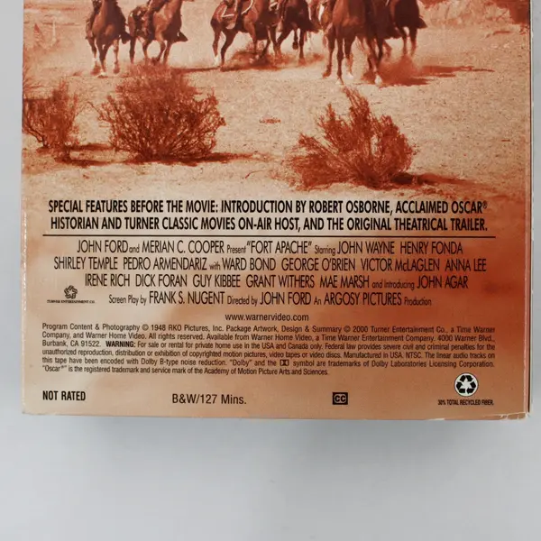 Warner Bros. Fort Apache VHS 1948 Film 2000 Release John Wayne B&W T8164