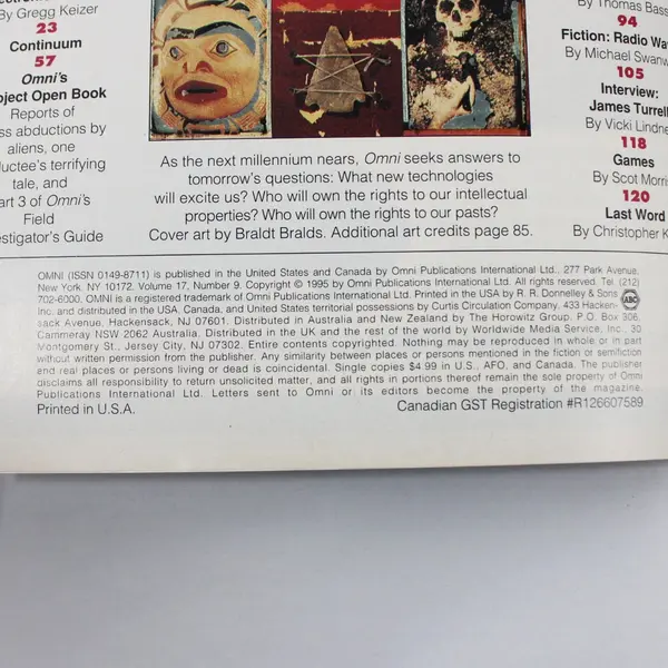 OMNI Magazine Winter 1995 Featuring Alien Abductions Project Open Book 