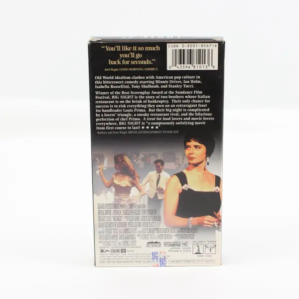 Big Night VHS Movie 1997, # 81013 