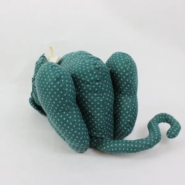 Teal Cat Door Draft Stopper Pillow Crescent Moon Pattern