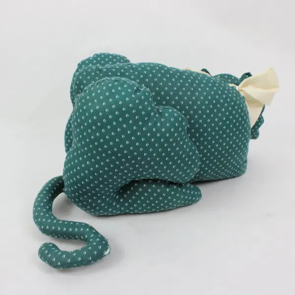 Teal Cat Door Draft Stopper Pillow Crescent Moon Pattern
