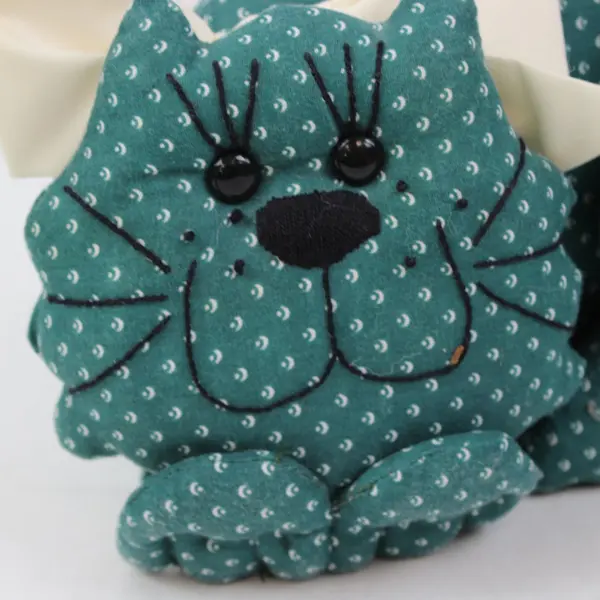 Teal Cat Door Draft Stopper Pillow Crescent Moon Pattern