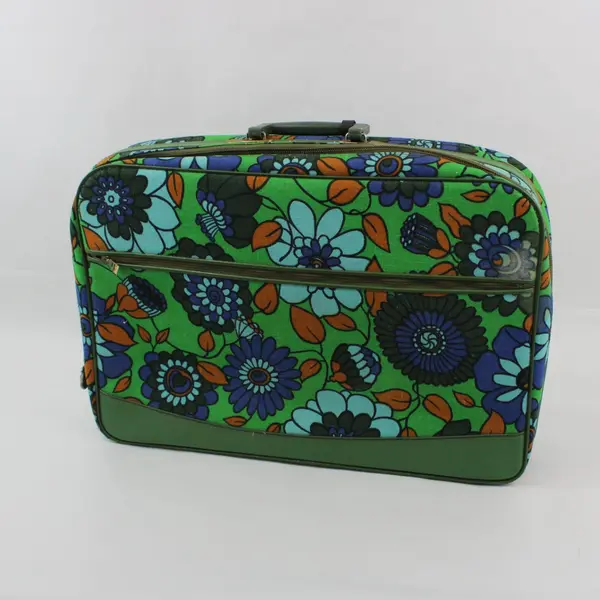 Vintage 1960s W.P. Hemenway Floral Locking Overnight Bag With Key