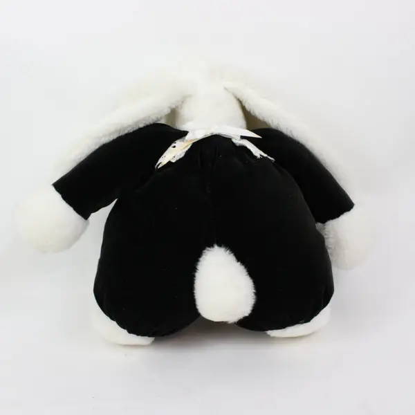 Plush Bunny Stuffed Animal White Eyelet Apron Pink Ribbon Floppy Ears