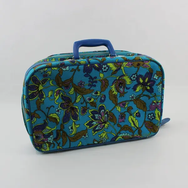 Bantam Travelware Vintage Blue Floral Canvas Overnight Bag