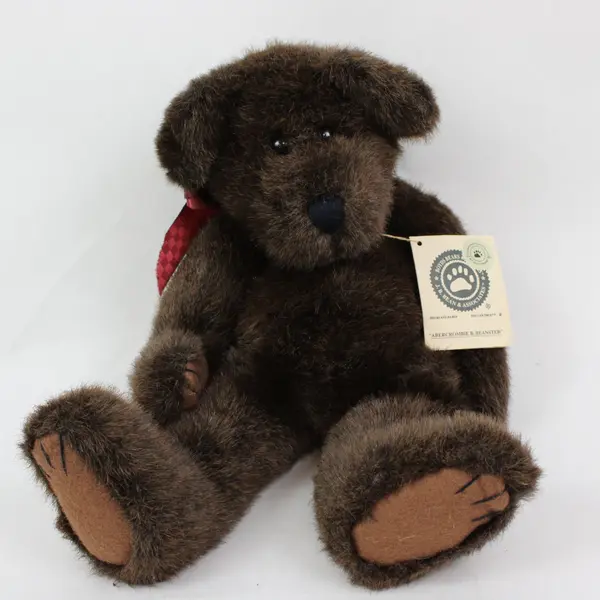 Boyds Bears Abercrombie B. Beanster Plush Teddy Bear Brown Red Bow 18in Hangtag