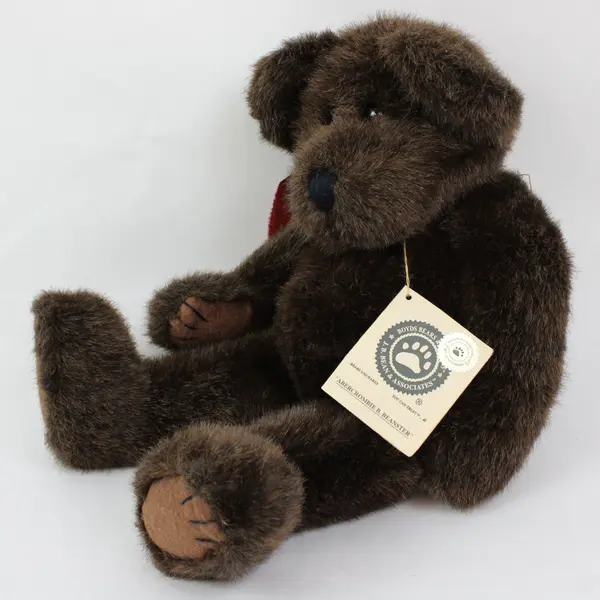 Boyds Bears Abercrombie B. Beanster Plush Teddy Bear Brown Red Bow 18in Hangtag
