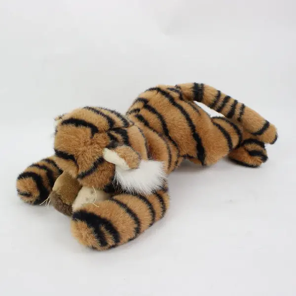 People Pals Plush Tiger Stuffed Animal Tan Black Stripes Lying Pose