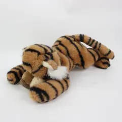 People Pals Plush Tiger Stuffed Animal Tan Black Stripes Lying Pose