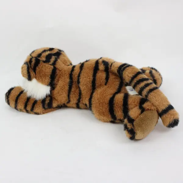 People Pals Plush Tiger Stuffed Animal Tan Black Stripes Lying Pose