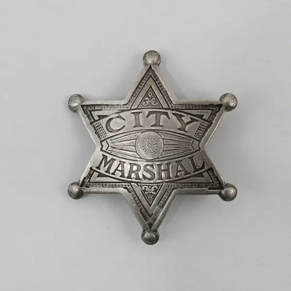 Vintage Metal Pin Back City Marshal  Badge 