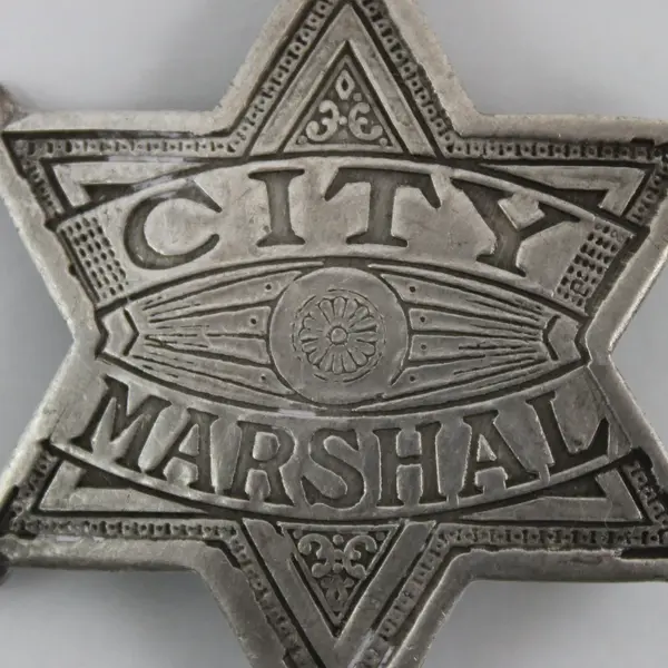 Vintage Metal Pin Back City Marshal  Badge 