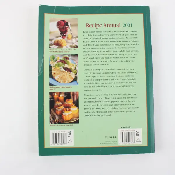 Sunset Recipe Annual 2001 Edition Cookbook PB Every Recipe From 2000 Paperback