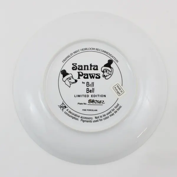 Franklin Mint Santa Paws Collector Plate by Bill Bell