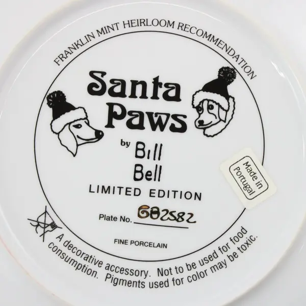 Franklin Mint Santa Paws Collector Plate by Bill Bell