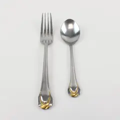 Lot of 2 Reed & Barton Stainless Flatware Dinner Fork Teaspoon