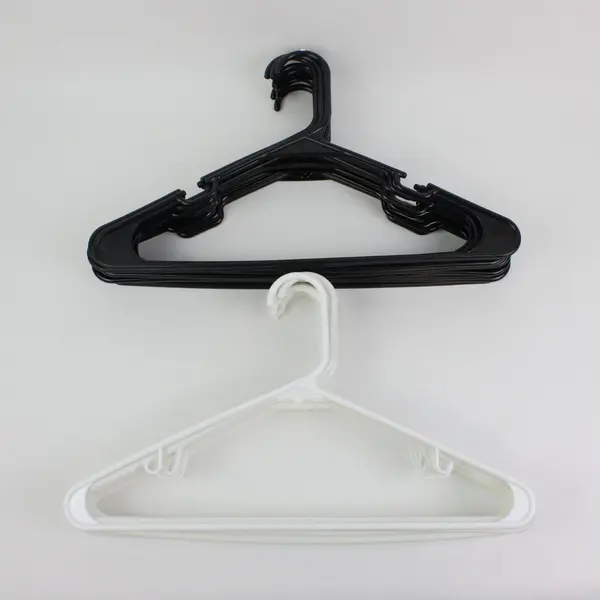 Lot of 20 Plastic Clothes Hangers White Black Closet Organizer