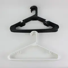 Lot of 20 Plastic Clothes Hangers White Black Closet Organizer