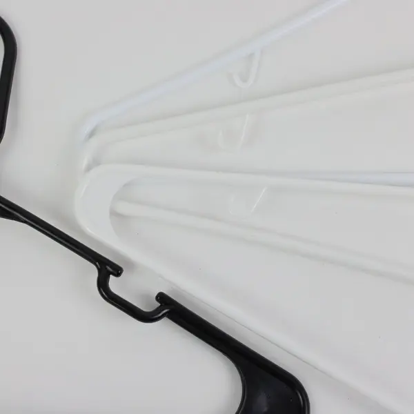 Lot of 20 Plastic Clothes Hangers White Black Closet Organizer