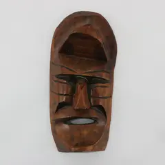 Hand Carved Wooden Tribal-Style Wall Mask Face Sculpture Decor 10.5" FLAWED