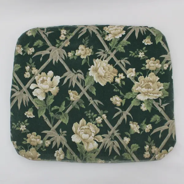 Set of 6 White Green Floral Seat Cushion Pads 16 x 19 Inch