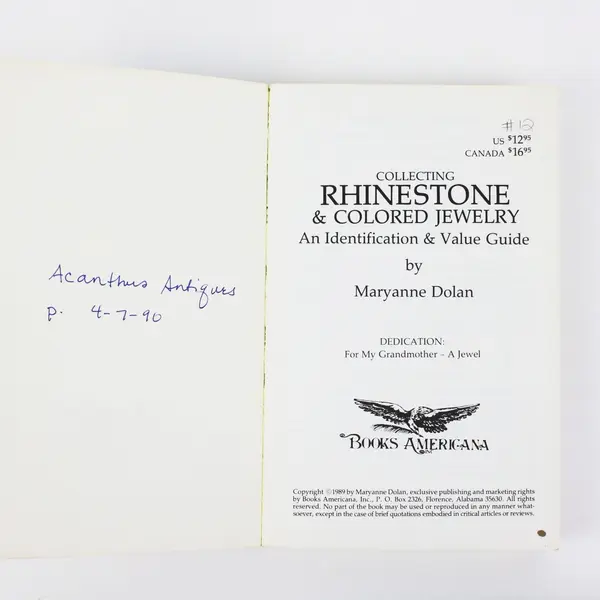 Rhinestone Colored Jewelry 2nd Ed Maryanne Dolan ID Value Guide 1989 PB