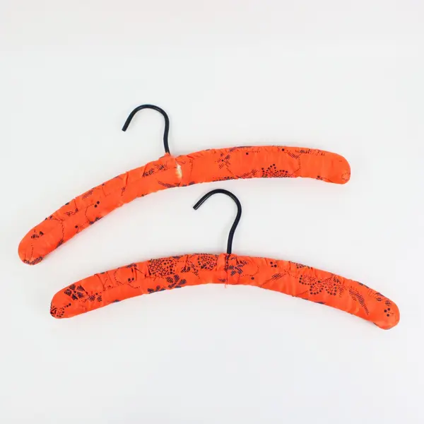 Lot of 5 Padded Fabric-Covered Clothes Hangers Assorted Colors/Patterns 