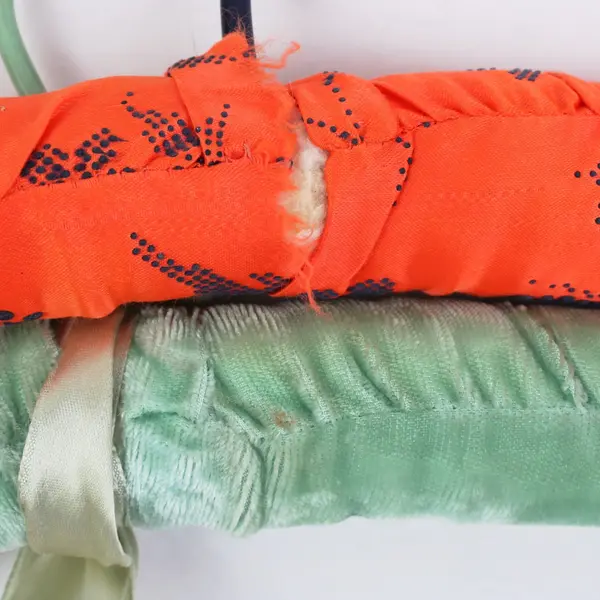 Lot of 5 Padded Fabric-Covered Clothes Hangers Assorted Colors/Patterns 