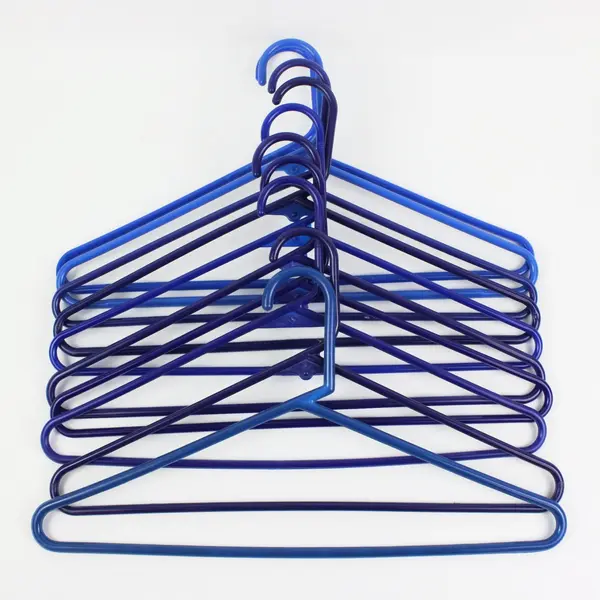 Lot of 10 Blue Plastic Tubular Clothes Hangers