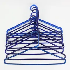 Lot of 10 Blue Plastic Tubular Clothes Hangers