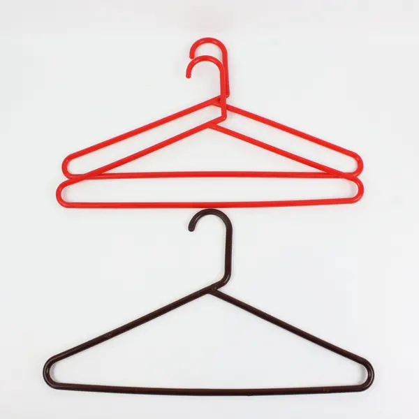 Lot of 10 Sturdy Plastic Clothes Hangers, Asst'd Colors 