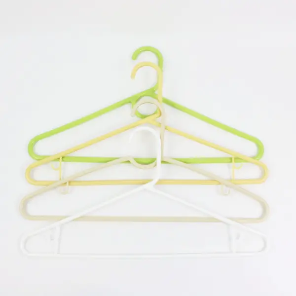 Lot of 10 Sturdy Plastic Clothes Hangers, Asst'd Colors 