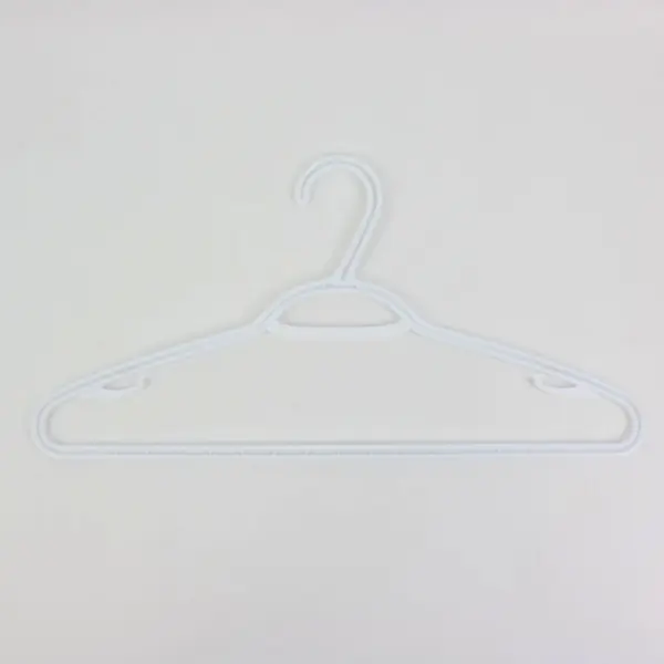 Lot of 10 Sturdy White Plastic Clothes Hangers, Standard Size