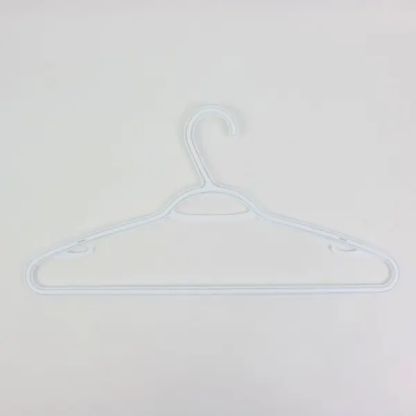 Lot of 10 Sturdy White Plastic Clothes Hangers, Standard Size