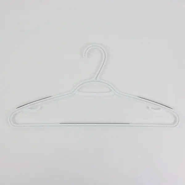 Lot of 10 Sturdy White Plastic Clothes Hangers, Standard Size