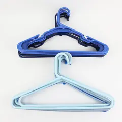 Lot of 20 Plastic Clothes Hangers in Blue Shades 