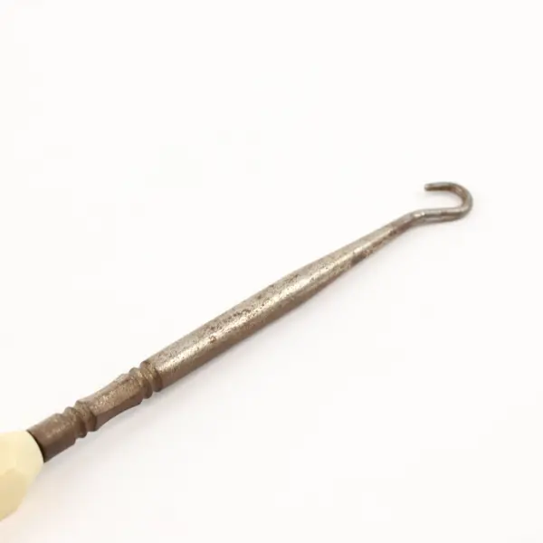 Antique 7.8" Metal Button Hook North Pyralin Dubarry Celluloid Handle