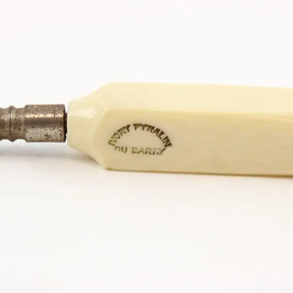Antique 7.8" Metal Button Hook North Pyralin Dubarry Celluloid Handle