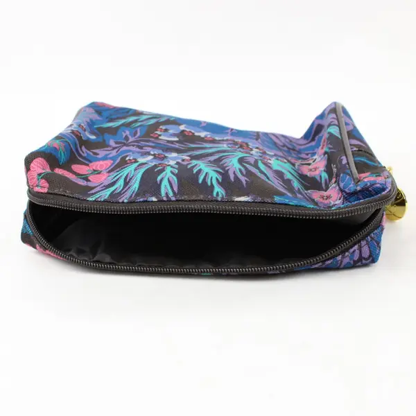 Estée Lauder Floral Cosmetic Zipper Pouch Purple Blue Pink 7 Inch
