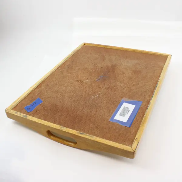 Set of 2 Wood Bed Trays Breakfast Serving White Inset
