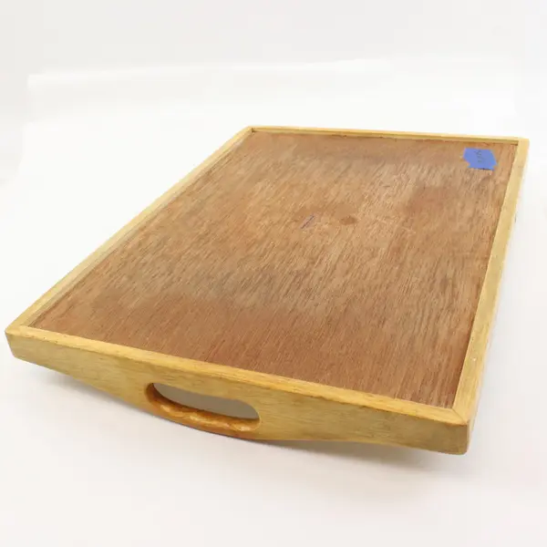 Set of 2 Wood Bed Trays Breakfast Serving White Inset